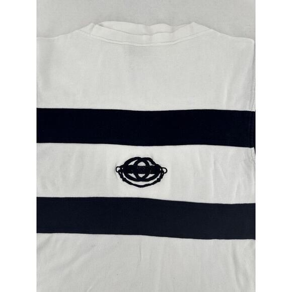 Gucci Men’s T Shirt Sz L Logo Navy Blue White Stripe Nautical Old Money Luxury - Picture 2 of 10